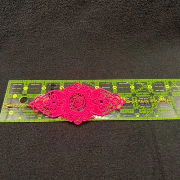 Homemade Pink With Gold Hardware Lace Bracelet - Picture 5 of 5